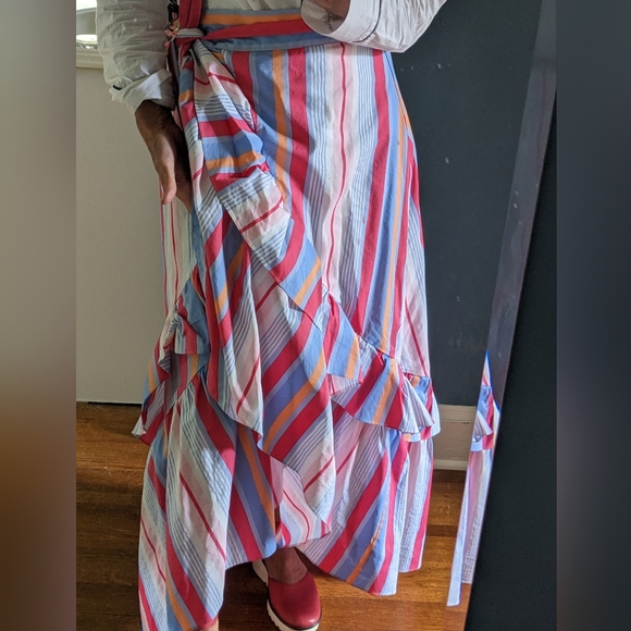 Candy stripe ruffle maxi skirt Anthropologie style - Picture 8 of 11